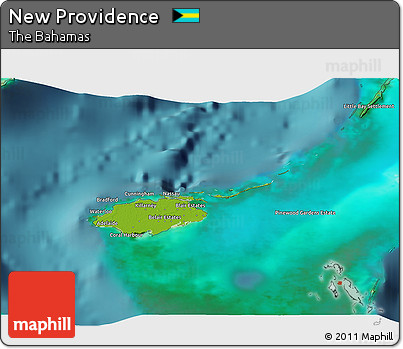 Physical 3D Map of New Providence, satellite outside