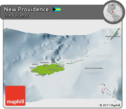 Physical 3D Map of New Providence, semi-desaturated