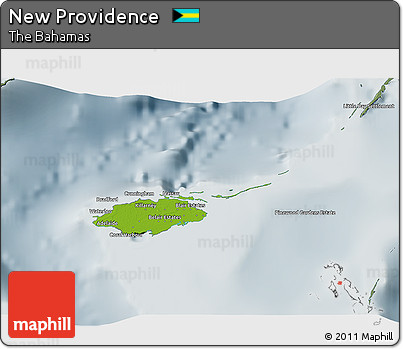 Physical 3D Map of New Providence, semi-desaturated