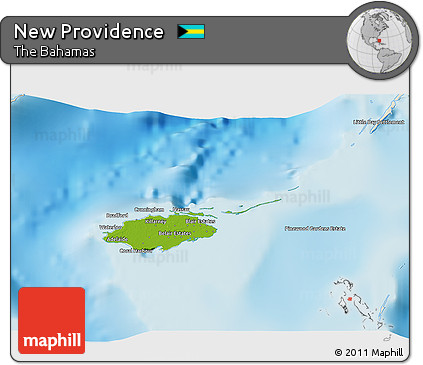 Physical 3D Map of New Providence, shaded relief outside