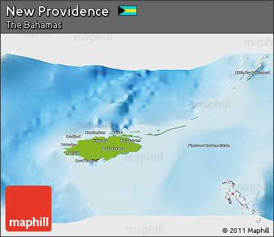 Physical 3D Map of New Providence, shaded relief outside