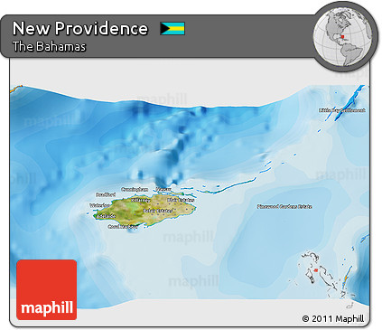 Satellite 3D Map of New Providence, political outside