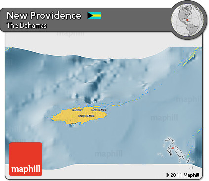 Savanna Style 3D Map of New Providence, single color outside