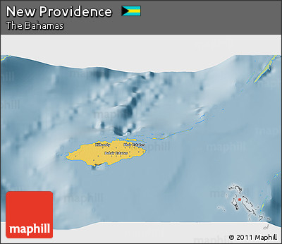 Savanna Style 3D Map of New Providence, single color outside