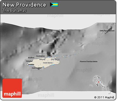 Shaded Relief 3D Map of New Providence, darken, desaturated