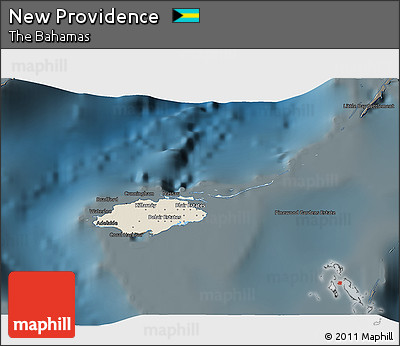 Shaded Relief 3D Map of New Providence, darken