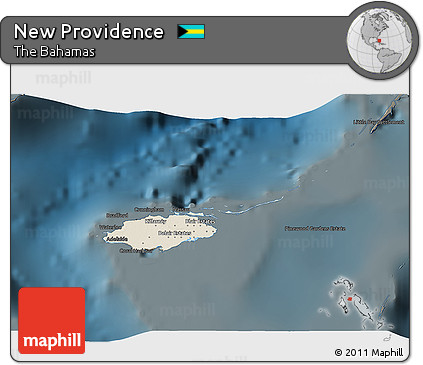 Shaded Relief 3D Map of New Providence, darken