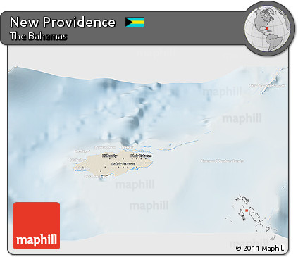Shaded Relief 3D Map of New Providence, lighten