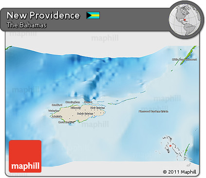 Shaded Relief 3D Map of New Providence, physical outside