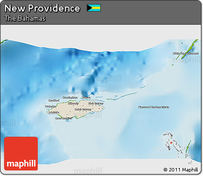 Shaded Relief 3D Map of New Providence, physical outside