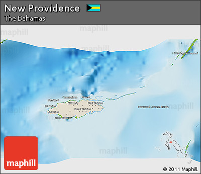 Shaded Relief 3D Map of New Providence, physical outside