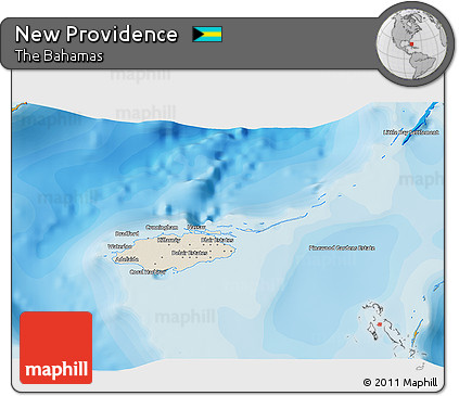 Shaded Relief 3D Map of New Providence, political outside