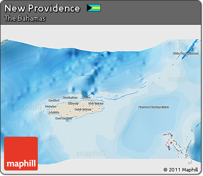 Shaded Relief 3D Map of New Providence, political outside