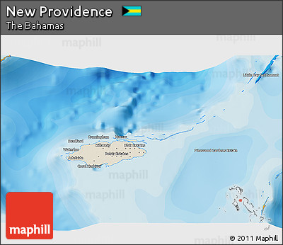 Shaded Relief 3D Map of New Providence, political outside