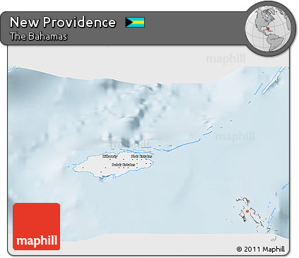 Silver Style 3D Map of New Providence, single color outside