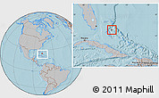 Gray Location Map of New Providence, within the entire country, hill shading