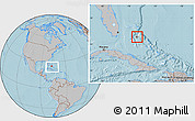 Gray Location Map of New Providence, highlighted country, within the entire country, hill shading