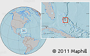 Gray Location Map of New Providence, highlighted country, hill shading