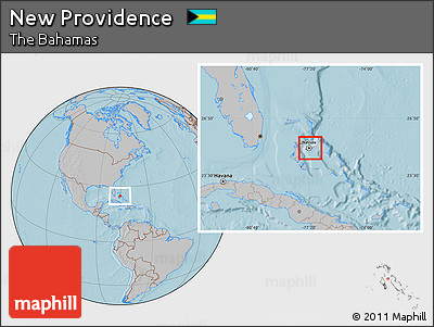 Gray Location Map of New Providence, hill shading
