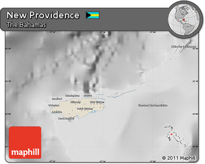 Shaded Relief Map of New Providence, desaturated