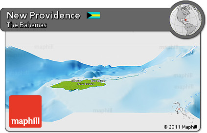 Physical Panoramic Map of New Providence, single color outside