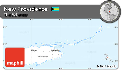 Classic Style Simple Map of New Providence, single color outside