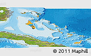Political Panoramic Map of The Bahamas, satellite outside, bathymetry sea