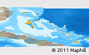 Political Panoramic Map of The Bahamas, semi-desaturated, land only