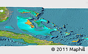 Political Shades Panoramic Map of The Bahamas, satellite outside