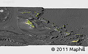 Satellite Panoramic Map of The Bahamas, darken, desaturated