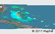 Satellite Panoramic Map of The Bahamas, desaturated, land only