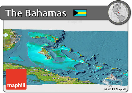 Satellite Panoramic Map of the Bahamas