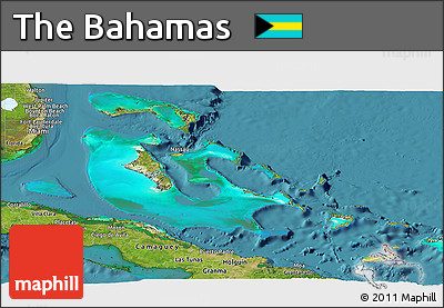 Satellite Panoramic Map of the Bahamas