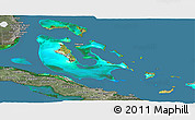Satellite Panoramic Map of The Bahamas, semi-desaturated, land only