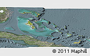 Satellite Panoramic Map of The Bahamas, semi-desaturated