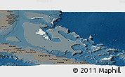 Shaded Relief Panoramic Map of The Bahamas, darken