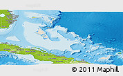 Shaded Relief Panoramic Map of The Bahamas, physical outside