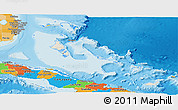 Shaded Relief Panoramic Map of The Bahamas, political outside, shaded relief sea