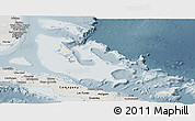 Shaded Relief Panoramic Map of The Bahamas, semi-desaturated