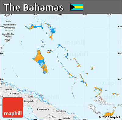 Political Simple Map of the Bahamas, single color outside, borders and labels