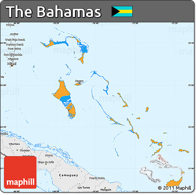 Political Simple Map of the Bahamas, single color outside, borders and labels