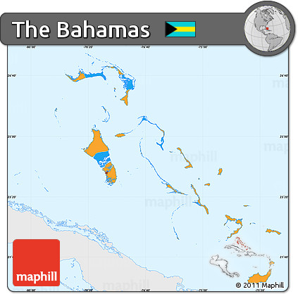 Political Simple Map of the Bahamas, single color outside