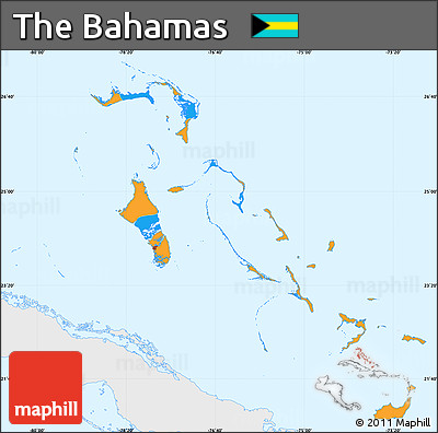Political Simple Map of the Bahamas, single color outside