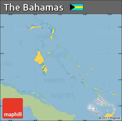 Savanna Style Simple Map of the Bahamas, single color outside