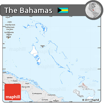 Silver Style Simple Map of the Bahamas