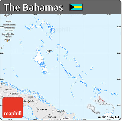 Silver Style Simple Map of the Bahamas