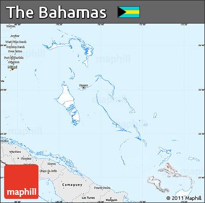 Silver Style Simple Map of the Bahamas