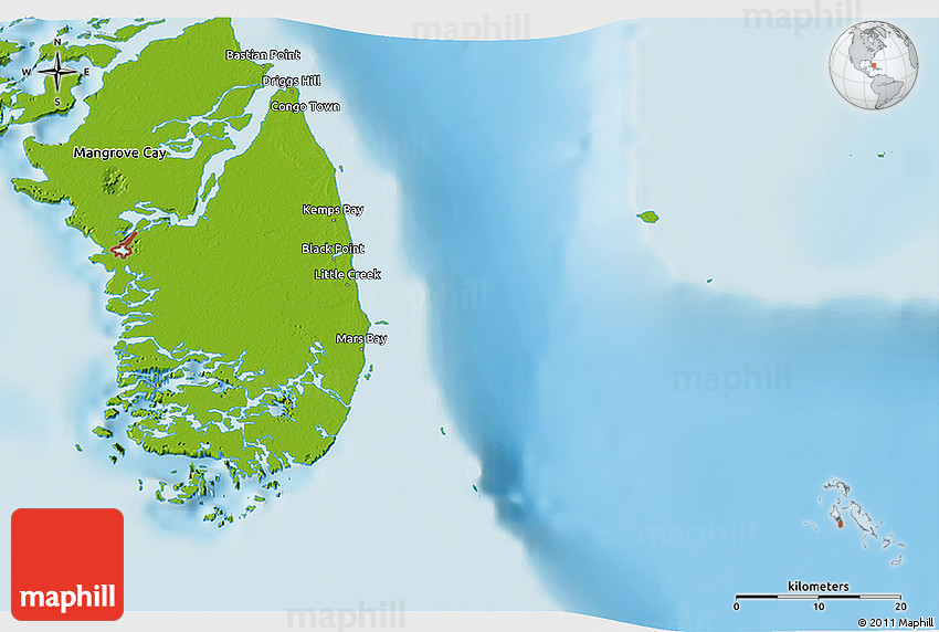 Physical 3D Map of South Andros