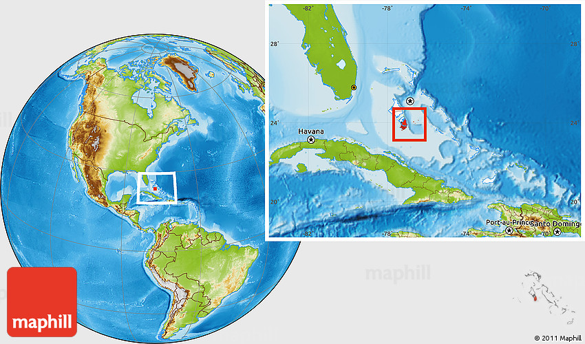 Physical Location Map of South Andros, highlighted country, within the