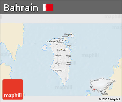 Classic Style 3D Map of Bahrain, single color outside